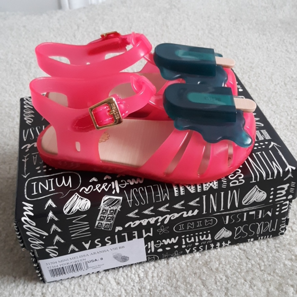 👑HP👑🆕️MINI MELISSA pink popsicle sandals size 9 - Picture 2 of 4